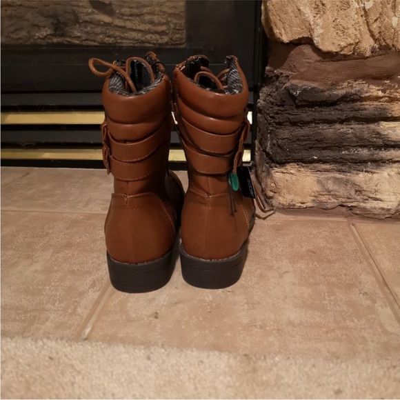 Faux Leather Brown Lace Up and Zip Up Ankle Boots Size 6 - Picture 3 of 4